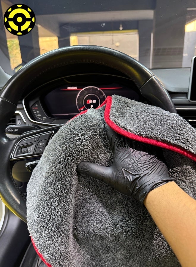 IONIC Ultra Thick Microfiber Towel – 1200 GSM – Super Absorbent, Lint-Free & Scratch-Free – Multi-Purpose for Car, Home & Office – Grey - (40*40cm) - Image 4